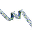 Jacquard Ribbon - 0.875" - Blue, Green and White Roses