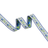 Jacquard Ribbon - 0.875" - Blue, Green and White Roses