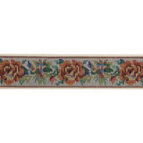 Jacquard Ribbon - 1" - White, Red and Green Rustic Roses