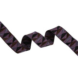 Embroidered Faux Suede Ribbon - 1.25" - Purple, Brown and Black Triangles
