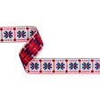 Jacquard Ribbon - 1.5" - White, Red and Navy Flower Blocks