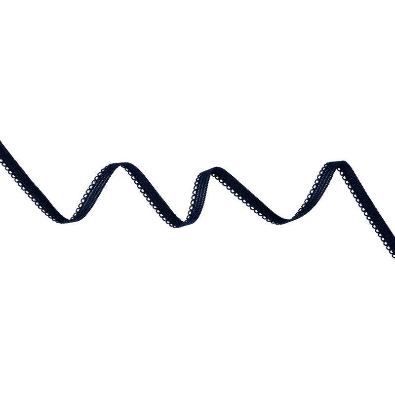 Elastic Trim with Picot Edges - 0.375" - Navy Blue