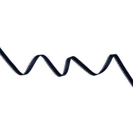 Elastic Trim with Picot Edges - 0.375" - Navy Blue