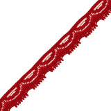 Stretch Lace Trim - 0.625" - Red Circles and Scallops