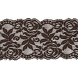 Stretch Lace Trim - 3.25" - Chocolate Brown Roses and Leaves with Scalloped Edges