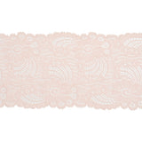 Stretch Lace Trim - 4.875" - Pale Pink Dancing Flowers with Scalloped Edges