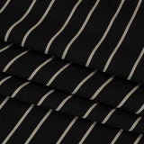 Viscose and Nylon Woven - Black and Beige Stripes - Designer Deadstock Made in Italy