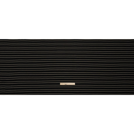 Viscose and Nylon Woven - Black and Beige Stripes - Designer Deadstock Made in Italy