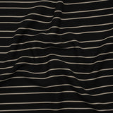 Viscose and Nylon Woven - Black and Beige Stripes - Designer Deadstock Made in Italy