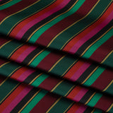 Satin-Faced Viscose and Acetate Woven - Black, Red and Green Barcode Stripes - Designer Deadstock Made in Italy