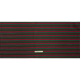 Satin-Faced Viscose and Acetate Woven - Black, Red and Green Barcode Stripes - Designer Deadstock Made in Italy