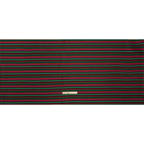Satin-Faced Viscose and Acetate Woven - Black, Red and Green Barcode Stripes - Designer Deadstock Made in Italy