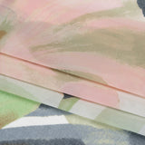 Polyester Georgette - Baby Pink, Lime Green and Navy Blue Painterly Flowers - Designer Deadstock