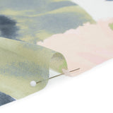 Polyester Georgette - Baby Pink, Lime Green and Navy Blue Painterly Flowers - Designer Deadstock