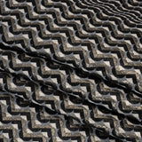 Metallic Stretch Brocade - Gray, Black and White Chevron Circles - Designer Deadstock Made in Italy
