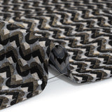 Metallic Stretch Brocade - Gray, Black and White Chevron Circles - Designer Deadstock Made in Italy