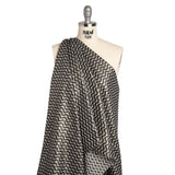 Metallic Stretch Brocade - Gray, Black and White Chevron Circles - Designer Deadstock Made in Italy