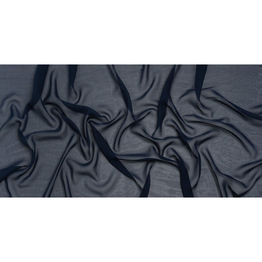 Silk Georgette - Navy Blue - Designer Deadstock
