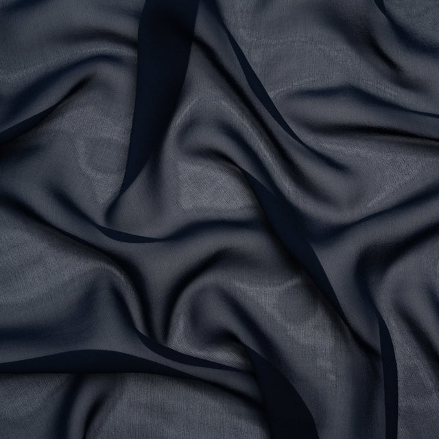 Silk Georgette - Navy Blue - Designer Deadstock