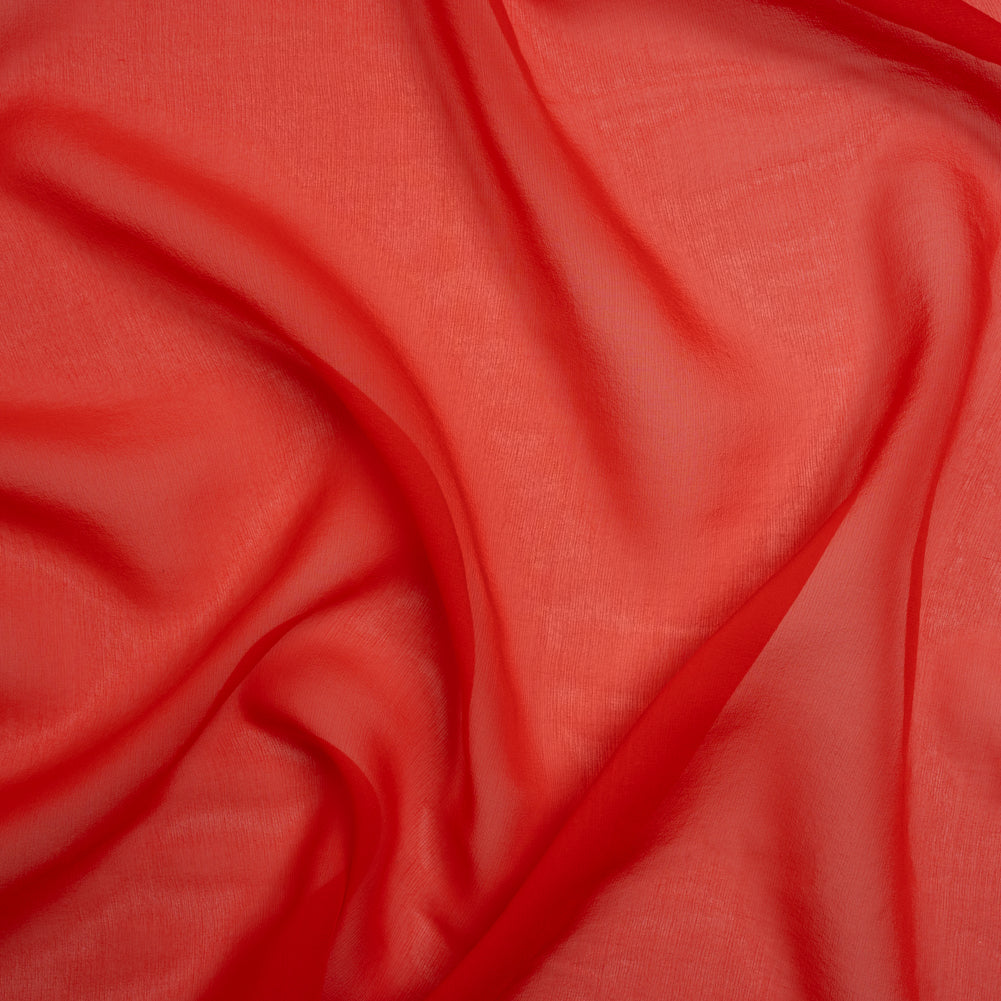 Silk Georgette - Red Orange - Designer Deadstock