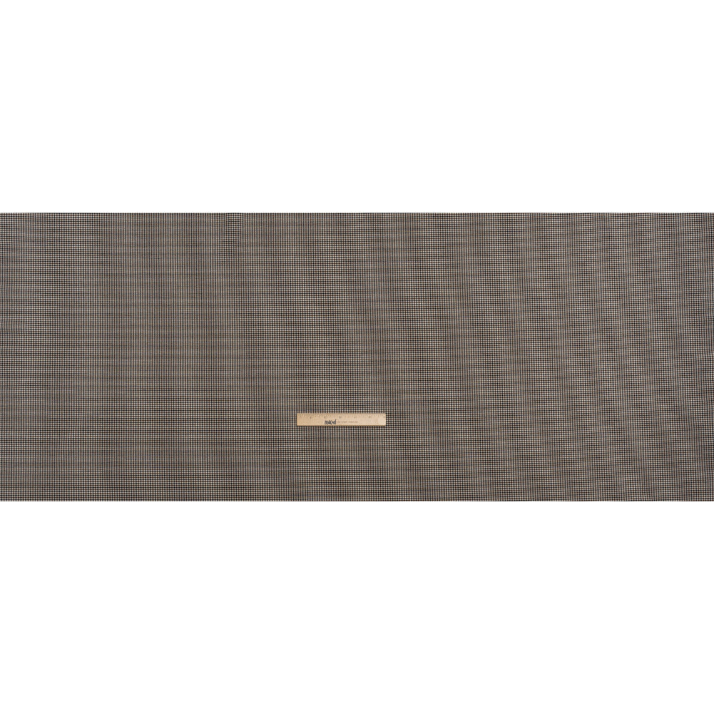 Stretch Viscose and Polyester Suiting - Black, Brown and White Tattersall Check - Designer Deadstock