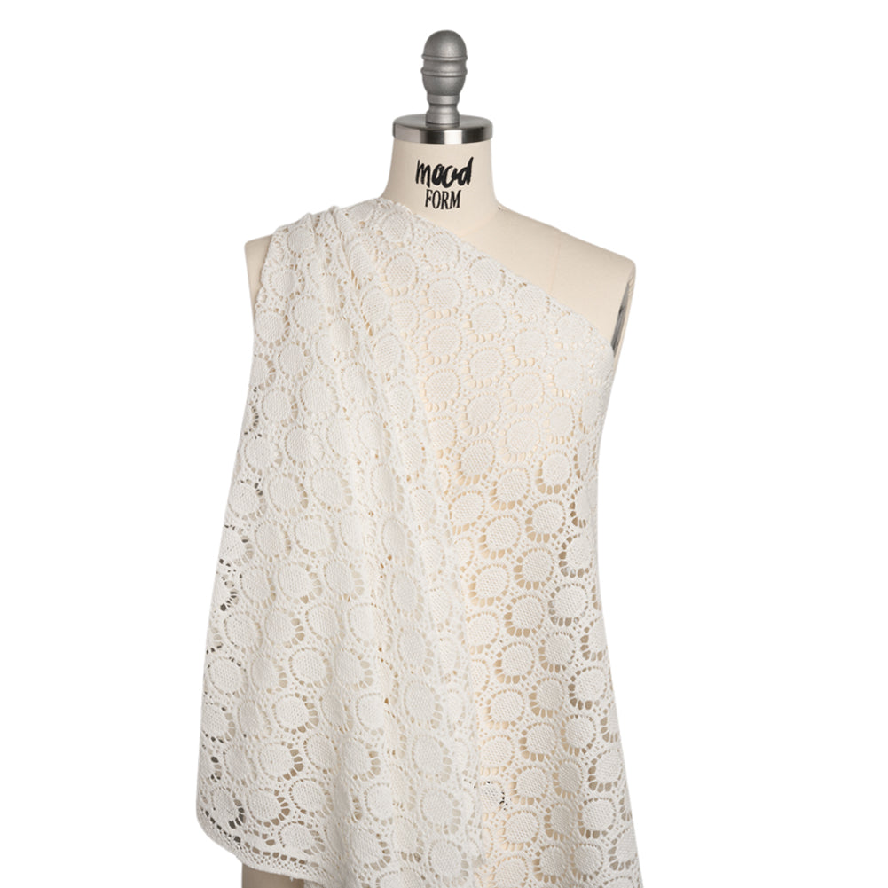 Cotton Crochet Lace - Off White Dots in Ovals - Designer Deadstock