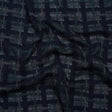Acrylic Sweater Knit - Navy Blue, Dark Green and Gray Plaid - Designer Deadstock