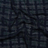 Acrylic Sweater Knit - Navy Blue, Dark Green and Gray Plaid - Designer Deadstock