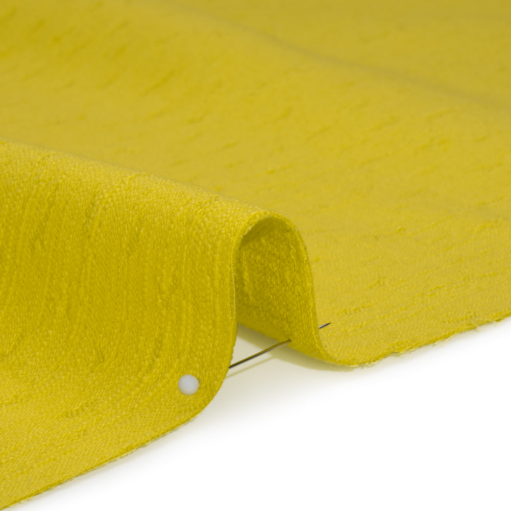 Slubbed Stretch Cotton Blend Jacquard - Bright Yellow Abstract - Designer Deadstock