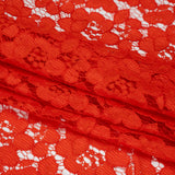 Corded Lace - Red Orange Floral - Designer Deadstock