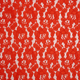 Corded Lace - Red Orange Floral - Designer Deadstock