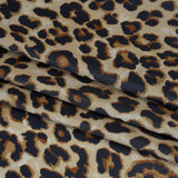 Stretch Polyester Woven Print - Beige, Brown and Black Leopard Spots - Deadstock
