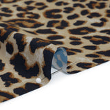 Stretch Polyester Woven Print - Beige, Brown and Black Leopard Spots - Deadstock