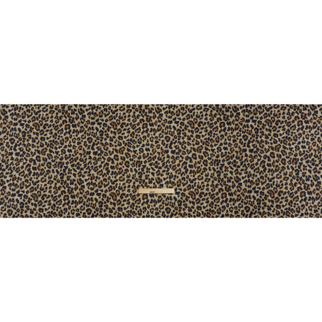 Stretch Polyester Woven Print - Beige, Brown and Black Leopard Spots - Deadstock