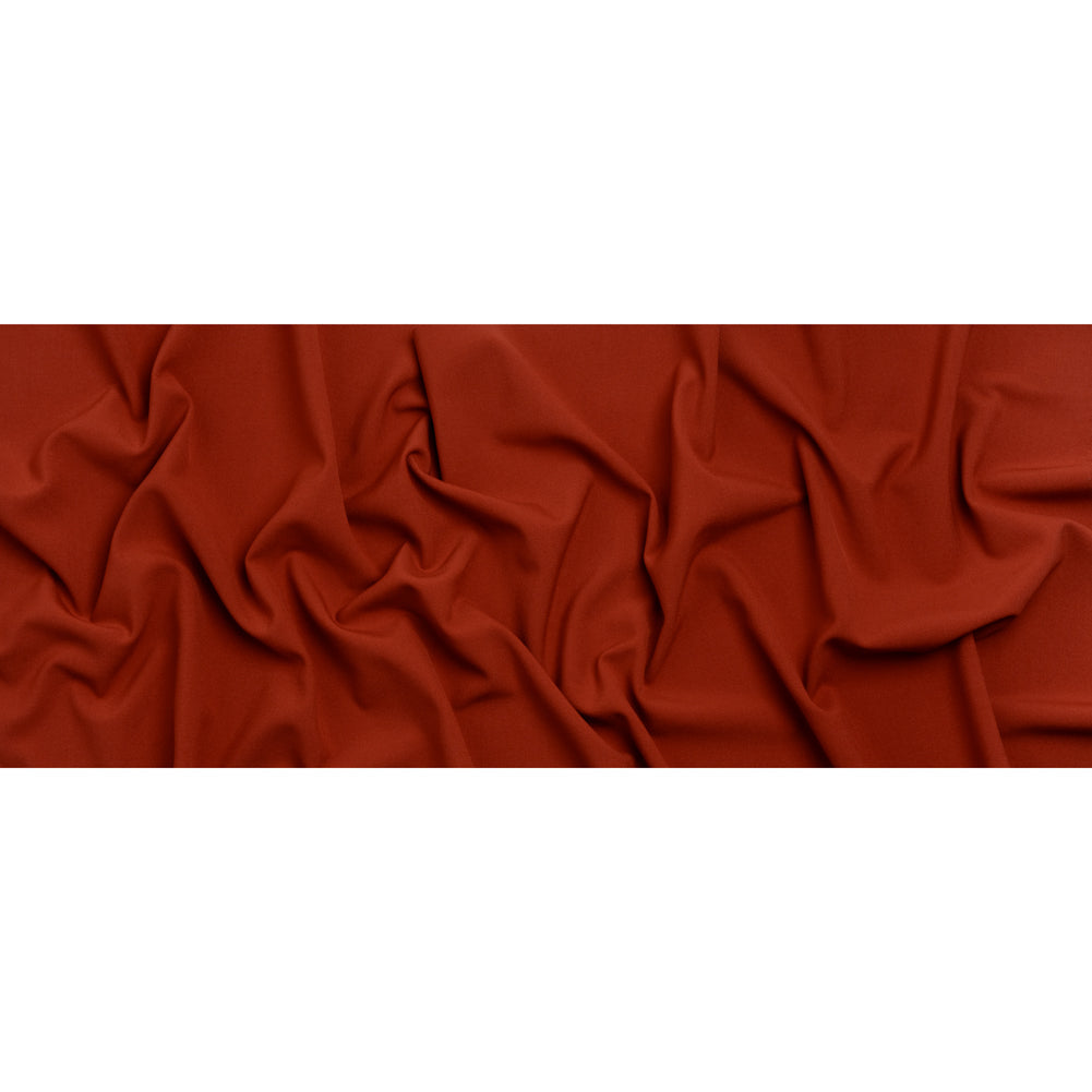 Polyester and Viscose Stretch Double Cloth - Brick Red - Deadstock