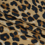 Soft Stretch Polyester Satin Print - Beige, Brown and Black Leopard Spots - Deadstock
