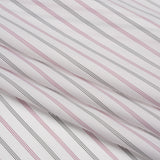 Polyester Twill Lining - White, Black and Cranberry Red Stripes - Deadstock