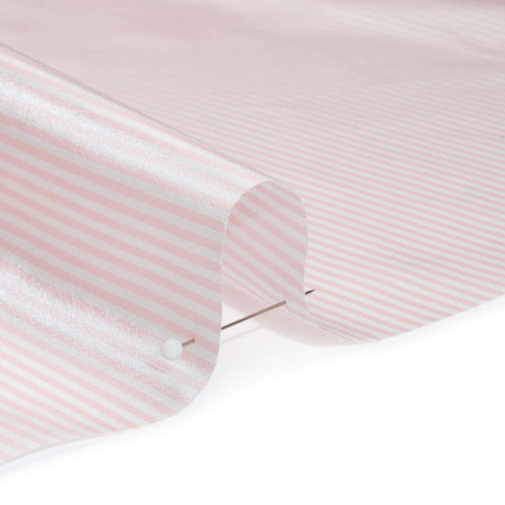 Polyester Lining - Light Pink and White Candy Stripes - Deadstock