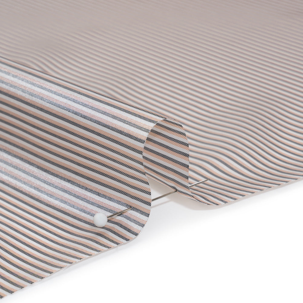 Polyester Lining - Pink, White and Gray Shadow Stripes - Deadstock