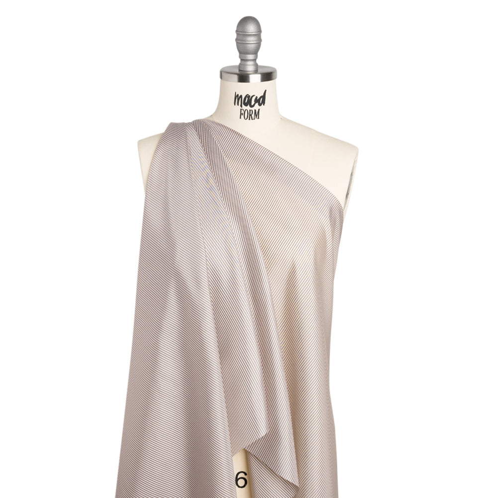 Polyester Lining - Pink, White and Gray Shadow Stripes - Deadstock