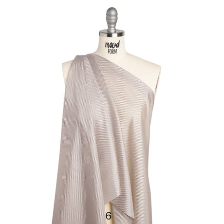 Polyester Lining - Pink, White and Gray Shadow Stripes - Deadstock