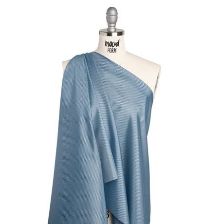 Polyester Lining - Blue and Gray Shadow Stripes - Deadstock