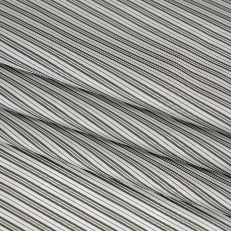 Polyester Twill Lining - White and Gray Ticking Stripes - Deadstock