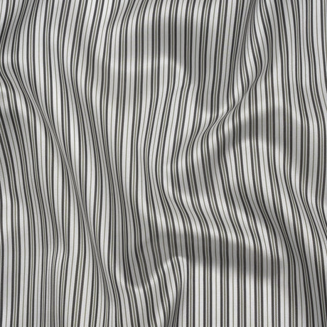 Polyester Twill Lining - White and Gray Ticking Stripes - Deadstock