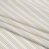 Stretch Polyester Lining - Cream, Gold and Navy Ticking Stripes - Deadstock
