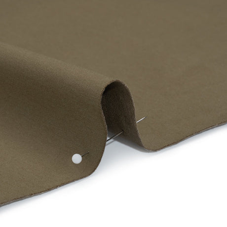 Carbon Brushed Stretch Khaki Twill - Taupe - Averill Collection