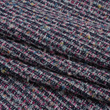 Wool Blend Novelty Tweed - Pink, Navy and White Stripes - Deadstock