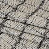 Metallic Polyester Tweed - White, Gold and Black Fringed Windowpane Check