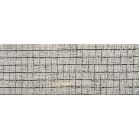 Metallic Polyester Tweed - White, Gold and Black Fringed Windowpane Check