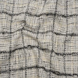 Metallic Polyester Tweed - White, Gold and Black Fringed Windowpane Check